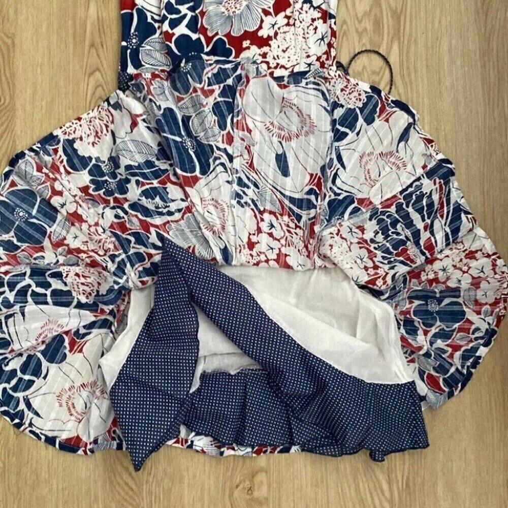 Retro Floral Sundress Blue White Small - Picture 12 of 13